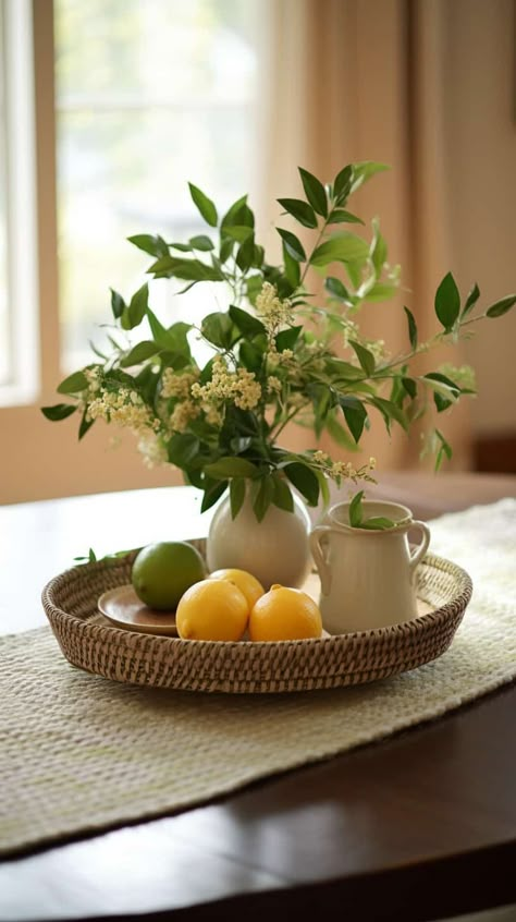 Bring the outdoors in with dining table centerpiece ideas farmhouse, inspired by nature and rustic living. These centerpieces create a homely and inviting atmosphere, perfect for gatherings and everyday meals alike. Country Dining Table Centerpieces, Cottage Dining Table Centerpiece, Round Table Centerpieces For Home Farmhouse, Dining Room Table Tray Decor, Round Dining Table Styling Centerpieces, Table Centerpieces For Home Farmhouse, Dining Table Styling Centerpieces, Table Centerpieces For Home Everyday, Round Dining Table Decor Centerpieces