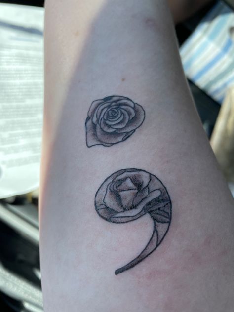 Rose Semi-colon Tattoo Ideas, Semi Colon Tattoo Ideas, Semi Colon Tattoo, Colon Tattoo, Semi Colon, Semicolon Tattoo, Tattoo Rose, Rose Tattoos, Fish Tattoos