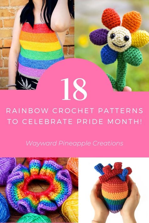 Rainbow Crochet Projects, Crochet With Rainbow Yarn, Pride Crochet Ideas, Pride Month Crochet Ideas, Pride Amigurumi Free Pattern, Crochet Rainbow Pattern Free, Pride Crochet Patterns, Pride Knitting, Rainbow Yarn Crochet