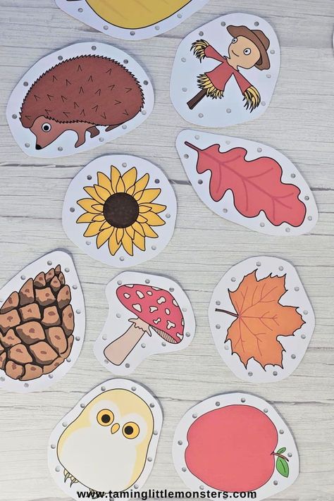 Free Printable Fall Lacing Cards for Kids.    A great way to help preschoolers and kindergarteners to develop fine motor skills.    Get your free copy today.    #Fall #autumn #finemotor #freeprintable #preschool #kindergarten Preschool Worksheets And Activities For Fall Free Printable Pdf, Fall Lacing Cards Printable Free, Fall Scissor Skills, Letter Lacing Cards Free Printable, Autumn For Kindergarten, Fall Fine Motor Activities Kindergarten, Free Fall Activities For Preschool, Fall Leaves Preschool Activities, Autumn Kindergarten Activities