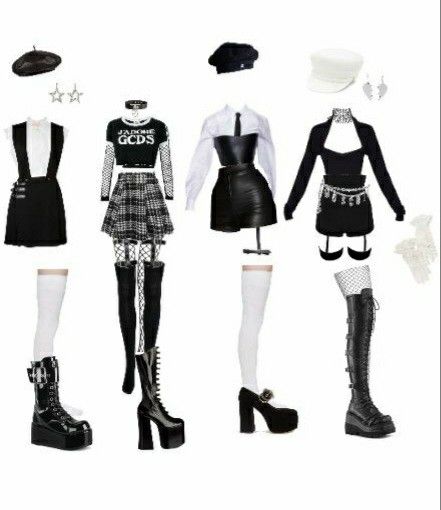 Savage Outfits, Pretty Savage, Group Outfits, Preformance Outfits, Dress Design Sketches, Tomboy Style Outfits, Tomboy Fashion, Kpop Fashion Outfits, Edgy Outfits