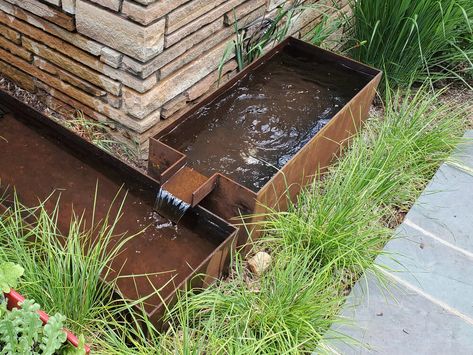 Standard & Custom/Corten Water Fountain Modernist Garden, Corten Steel Garden, Coastal Garden, Garden Water Fountains, Steel Fabrication, Coastal Gardens, Digital Fabrication, Garden Water, Garden Fountain