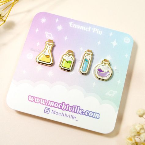 Mini Potion Enamel Pins - cute and colorful enamel pins inspired by the Harry Potter potions. Perfect for fans of the series or anyone who loves unique jewelry. #harrypotter #enamelpins . #Purple_Potion #Jacket_Pins #Handmade_Pins #Green_Blue_Purple Purple Potion, Jacket Pins, Pretty Pins, Handmade Pins, Bleu Violet, Green Blue Purple, Gold Pin, Small Pin, Hard Enamel Pin