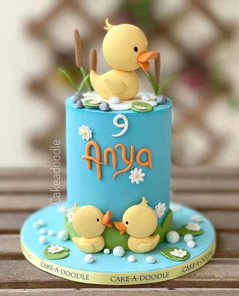 Duck First Birthday Cake, Duck Cakes, Rubber Duck Cake, Duck Birthday Theme, Rubber Ducky Cake, Duck Cupcakes, Rubber Duck Birthday, Doodle Cake, Duck Cake