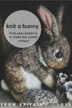 Knitting Animals, Claire Garland, Rabbit Knitting Pattern, Bunny Knitting Pattern, Knitted Bunny, Beautiful Rabbit, Knitting Humor, Animal Knitting Patterns, Woodland Critters