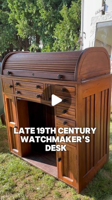 Olde Good Things on Instagram: "SOLD! Late 19th century walnut watchmaker’s desk with a roll top in all original complete condition! DM us to purchase this beauty. 

• Location: Brimfield Flea Market 
• Dimensions: 43.5 in. W x 49 in. H x 25 in. D
• Shipping everywhere

#oldegoodthings #antiqueshop #antiquefurniture #architecturalsalvage #interiordesign #watchmakersbench #watchmaker #watches #workbench #watchmaking #brimfieldantiqueshow #walnutfurniture #walnutwood #19thcenturyfurniture #nyc #newyork #newyorkcity #antiquefinds #antiques" Roll Top Desk Bar, Roll Top Desks, Mid Century Rolltop Desk, Vintage Roll Top Desk, Selfie Filters, Brimfield Flea Market, Antique Oak Roll Top Desk, Roll Top Desk, Walnut Furniture