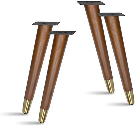 4 pcs Slant Wood Furniture Legs, Sofa Legs, Bench Legs, Table Legs with Metal Footings (12"H Antique Brass Plated Metal Footing) - - Amazon.com Brass Furniture Legs, Brass Table Legs, Wood Furniture Legs, Wood Table Legs, Bench Legs, Gold Furniture, Bed Legs, Coffee Table Legs, Hardwood Furniture