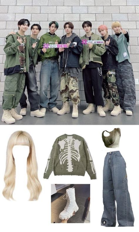 Enhypen Go Big Or Go Home Outfits, Given Taken Outfits Enhypen, Outfits Inspired By Kpop Idols, Kpop Idols Inspired Outfits, Enhypen Given Taken Outfits, Kpop Concert Outfit Enhypen, Enhypen 8th Member Outfits Girl, Enhypen Outfits Inspired, Bts Outfits Concert