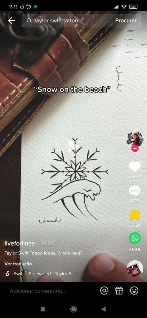 Taylor Swift Snow, Snow On The Beach, Tattoo 2023, Swift, Taylor Swift, Tattoo Ideas, The Beach, Tattoos