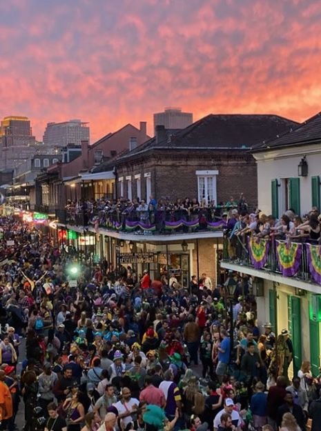 Bourbon Street at dusk, Mardi Gras Day 2020. New Orleans Bourbon Street, Louisiana Mardi Gras, New Orleans Vacation, Louisiana Bayou, New Orleans Mardi Gras, New Orleans Travel, Bourbon Street, New Orleans Louisiana, Future Travel