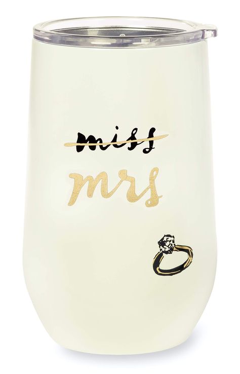 Best Bridal Shower Gift, Kate Spade Bridal, Miss To Mrs, Metal Tumblers, Double Wall Tumblers, Cup With Lid, Wine Tumbler, Halloween Mug, Steel Design