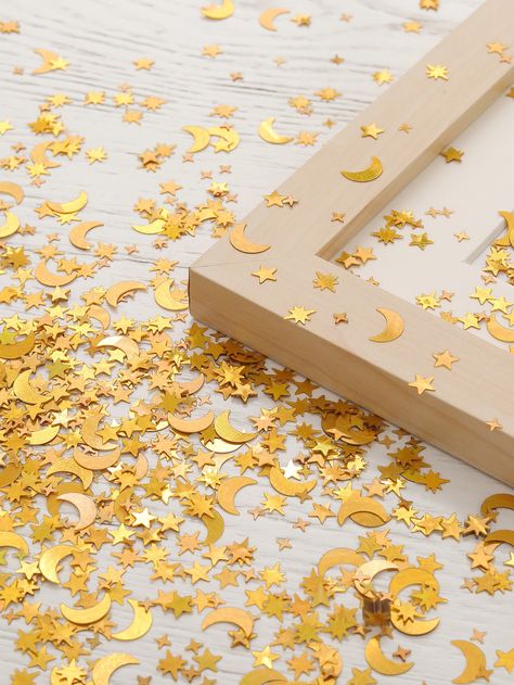 2000pcs Moon & Star Design Throwing Confetti, Gold Paper Confetti For Wedding Party,ChristmasI discovered amazing products on SHEIN.com, come check them out! Banquet Themes, Confetti For Wedding, Prom Decorations, Throwing Confetti, Moon Table, Banquet Ideas, Moon Baby Shower, Star Confetti, Prom Theme