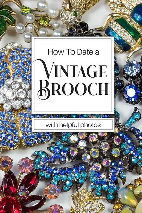 Need to know if a brooch is old? Here's 5 helpful tips with pics from the Jewelry Muse. (Hint: Look at the clasp first!) Repurposed Brooches Ideas, Brooch Craft Ideas, Upcycle Brooches, What To Do With Old Broches, Vintage Jewelry Box Antiques, Vintage Brooches Repurposed, How To Style Brooches, How To Wear A Brooch Ideas, Brooch Display Ideas