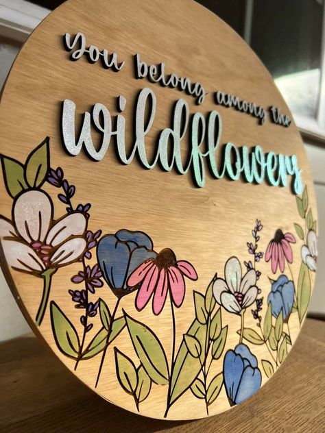 Wood Board Signs, Chalkboard Wall Art, Among The Wildflowers, Into The Woods Quotes, Engraved Wood Signs, Wildflower Design, Doodle Art Drawing, Hand Painted Decor, Chalkboard Wall