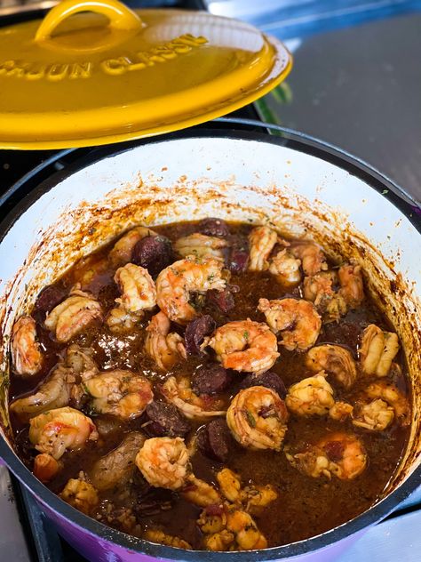 Cajun Steak And Shrimp, Roux Gravy, Creole Style Shrimp And Sausage Gumbo, Cajun Shrimp And Sausage Gumbo, Shrimp And Sausage Creole, Cajun Shrimp And Sausage Vegetable Skillet, Rice And Gravy, Southern Foods, Shrimp And Sausage