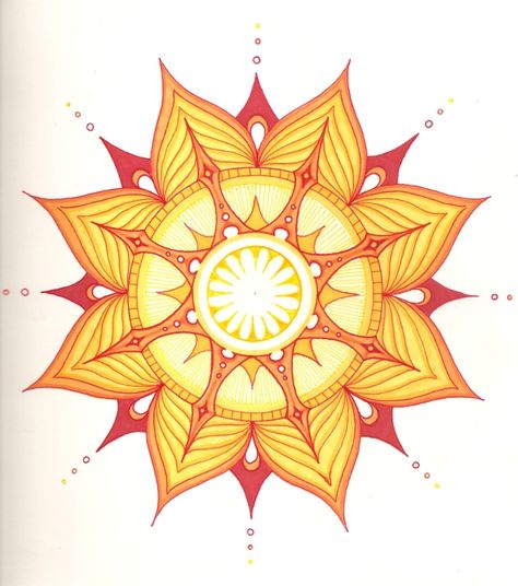 sun Sunshine Tattoo Color, Fire Mandala Tattoo, Sunshine Mandala Tattoo, Sun Tattoo Color, Sun Mandala Design, Mandala Sun Tattoo, Fire Mandala, Rising Sun Mandala, Mandala Sun