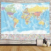 World Map Tapestry, Map Tapestry, World Tapestry, World Map Wall Decor, Tapestry Room, Travel Party Theme, Maps For Kids, Wall Flag, Map Wall Decor