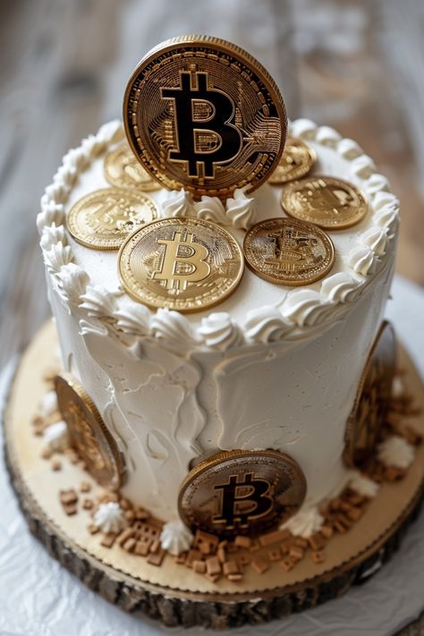 Impressive Bitcoin-Themed Cakes for His Special Day Adult Cakes For Men, Modern Birthday Cakes For Men, 21th Birthday, Cake Design For Men, Modern Birthday Cakes, Cool Cake Designs, Birthday Cakes For Men, Cake Inspo, Cake Logo