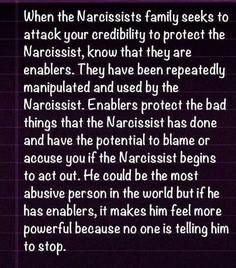 When the narcissists family seeks to attack your credibility to protect the narcissist, they are enablers. Narcissistic Family, Narcissistic People, Parental Alienation, Narcissistic Mother, Under Your Spell, A Course In Miracles, Narcissistic Behavior, After Life, Personality Disorder