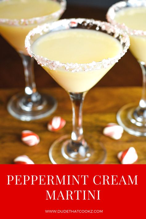 This Peppermint Cream Martini is pretty simple mix of peppermint schnapps, white cream liqueur and vanilla flavored vodka. Perfect for the holiday season! #holidaycocktails #cocktails #peppermintcocktails #cocktailrecipes #martini #martinirecipes  via @dudethatcookz Alcoholic Holiday Drinks, Chocolate Peppermint Martini, Christmas Cocktail Recipes, Best Christmas Cocktails, Peppermint Schnapps, Holiday Drinks Alcohol, Peppermint Martini, Christmas Drinks Alcohol Recipes, Recipes Winter