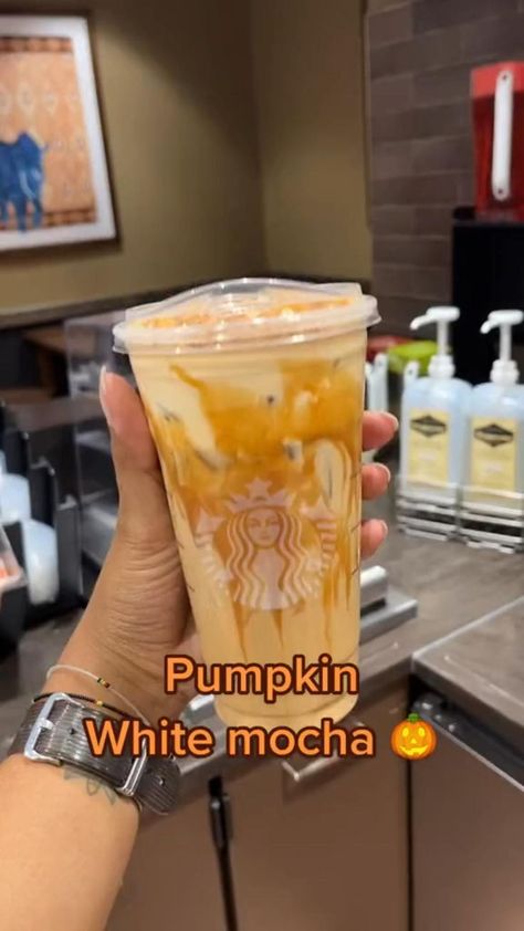 Pin on Fall Drinks Pumpkin White Mocha, Starbucks Fall Drinks, Starbucks Secret Menu Recipes, Cold Starbucks Drinks, Starbucks Drinks Diy, Secret Starbucks Recipes, Coffee Recipes Starbucks, Iced Starbucks Drinks, Pumpkin Drinks