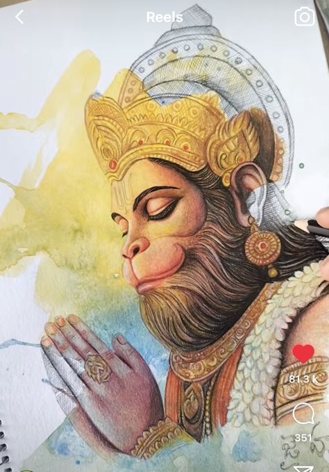 Nandi Drawing, Shiv Nandi, Hanuman Ji Painting, Hanuman Ji Drawing, Shiv Quotes, Ganesha Drawing, Disney Paintings, Shri Hanuman, Hanuman Ji