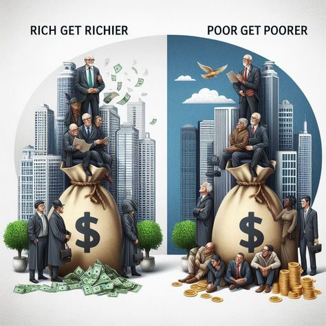 Rich get rich, Poor get poorer Poor To Rich, Wealth Inequality, Economic Inequality, Rich And Poor, Income Inequality, Creative School Project Ideas, School Project, Unique Image, How To Get Rich