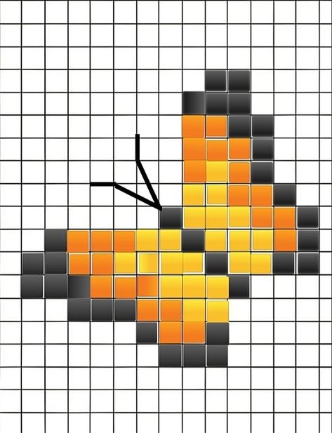 Mini Cross Stitch Butterfly, Small Butterfly Pixel Art, Pixel Art Butterfly, Butterfly Pixel Art, Pixel Butterfly, Crochet Washcloth Free, Butterfly Cross Stitch Pattern, Weaving Loom Diy, Xstitch Patterns