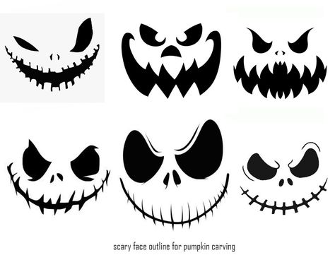 Printable Scary Pumpkin Carving Stencils Pumkin Stencils Scary, Scary Pumpkin Faces Template, Pumpkin Carving Stencils Scary, Pumpkin Face Stencils, Painted Pumpkin Faces, Pumpkin Board, Jack O Lantern Scary, Porta Halloween, Elks Lodge