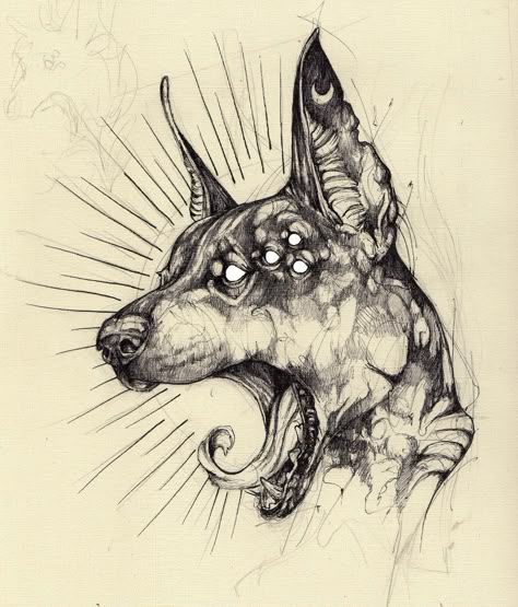 Some dogs, on ArtStation at https://www.artstation.com/artwork/bKN3Ra Cerebus Dog, Flash Tattoo Designs, Crayon Art Melted, Dark Tattoo, Best Tattoo Designs, Animal Sketches, Online Group, Best Tattoo, Blackwork Tattoo