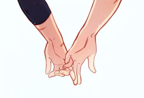 Pinky Holding Hands, Holding Pinkies Drawing, Holding Pinkies, Holding Hands Drawing, Romantic Drawing, Couple Hands, Hand Reference, Cute Couple Drawings, Art And Drawing