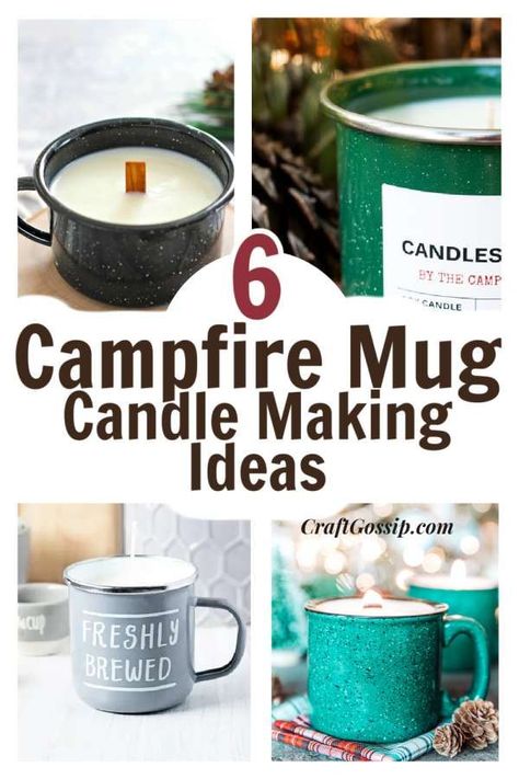 6 Amazing Campfire Mug Candle Tutorials – Candle Making #candlemaking #camping #enamel #farmhouse Campfire Candle, Candle Making Tutorial, Mug Candle, Cinnamon Bark Essential Oil, Candle Tutorial, 16 Candles, Gel Candles, Edible Crafts, Camping Cups