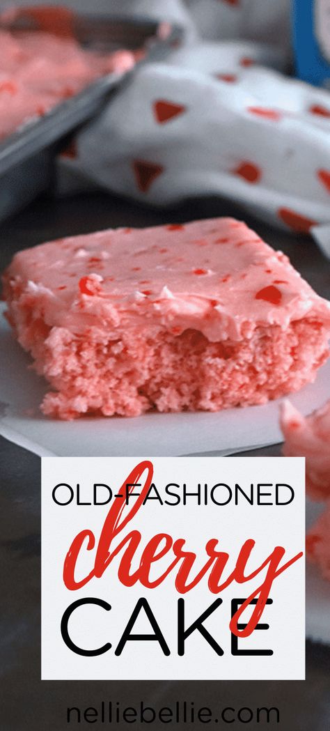 Maraschino Cherry Cake with Cherry Buttercream Frosting Cherry Buttercream Frosting, Maraschino Cherry Cake, Cherry Buttercream, Cherry Frosting, Cake With Cherry, Cherry Cake Recipe, Cake Mug, Cherry Desserts, Cherry Cake