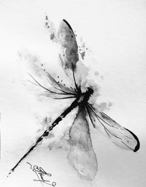 Nadja Tattoo, Dragonfly Illustration, Dragonfly Drawing, Dragonfly Tattoo Design, Wrist Tattoos For Women, Dragonfly Tattoo, Dragonfly Art, Charcoal Art, Watercolor Flower Art