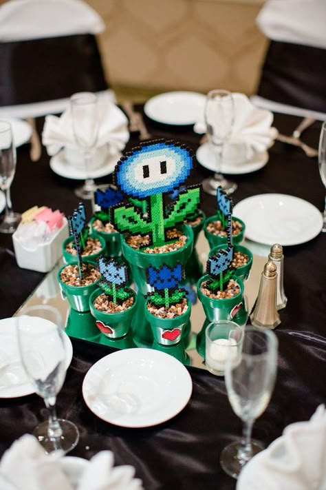 Adantha Wedding - 8 bit nintendo theme Photo By Mathy Shoots People Gamer Wedding Ideas, Nintendo Wedding, Gaming Wedding, Geeky Wedding Ideas, Nerdy Wedding Ideas, Mario Wedding, Video Game Wedding, Gamer Wedding, Spring Wedding Outfit