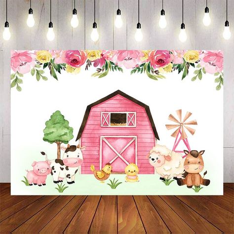 Farm Backdrop, Fest Temaer, Farm Animals Birthday Party, Party Fotos, Farm Animal Birthday, Farm Birthday Party, Outdoor Party Decorations, Animal Birthday Party, Party Animals