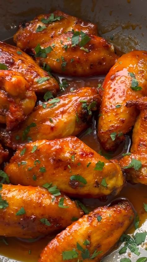 - Chicken seasoning: 1. 2 pounds chicken wings 2. 1/2 tablespoon Cajun seasoning 3. 1/2 tablespoons all purpose seasoning 4. 1/2 tablespoon sazon achiote seasoning 5. 1 tablespoon yellow mustard 6. 1.5 tablespoons corn starch - Sauce: mix and heat up 1. 4 tablespoons butter 2. 1/4 cup hot sauce 3. 1 tablespoons sriracha sauce 4. 1.5 tablespoons brown sugar 5. 2 tablespoons honey _____________________________ 1. Dry chicken wings with paper napkin 2. Season with Cajun seasoning, all purpose flour, sazon , mustard and corn starch Sauce. Mix and massage well 3. Air fry , oven bake at 400 degrees F for 25 minutes flipping half way through. Or you can deep fry til crispy. 4. Once with wings are cooked . 5. On low heat mix butter , hot sauce , sriracha, brown sugar and honey. 6. Let sauce cook f Hot Sauce Chicken, All Purpose Seasoning, Sriracha Sauce, Cajun Seasoning, Food Videos Cooking, Chicken Seasoning, Oven Baked, Deep Fried, Hot Sauce