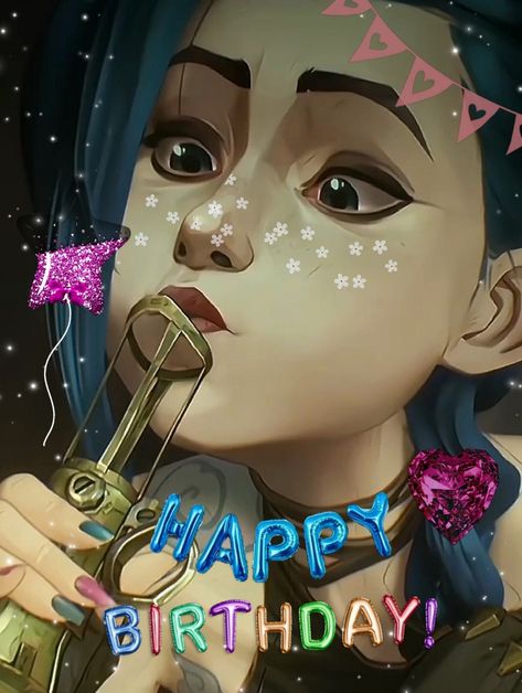 Arcane Birthday, Have Fun Today, Arcane League Of Legends, Get Jinx, Jinx Arcane, Jinx League Of Legends, Lol League Of Legends, Cool Music Videos, Cards Ideas