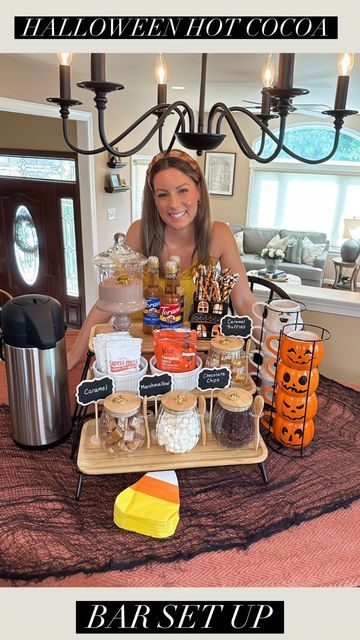 Tara Panasiuk on Instagram: "HALLOWEEN HOT COCOA BAR 🎃🖤 Comment “COCOA” to be sent all the items used for this 🥰   This will be a favorite at your parties and entertaining this season 🧡 Totally can customize with your guests favs! Don’t forget the pumpkin spice 😉 haha   Enjoy!!  #halloween #halloweenideas #entertainingathome #partyideas #fallvibes" Autumn Hot Cocoa Bar, Halloween Cocoa Bar, Coffee Bar Halloween Decor, Coffee Bar Party Drink Stations, Halloween Hot Cocoa Bar, Fall Hot Cocoa Bar, Hit Chocolate Bar, Cider Bar Wedding, Apple Cider Bar Wedding