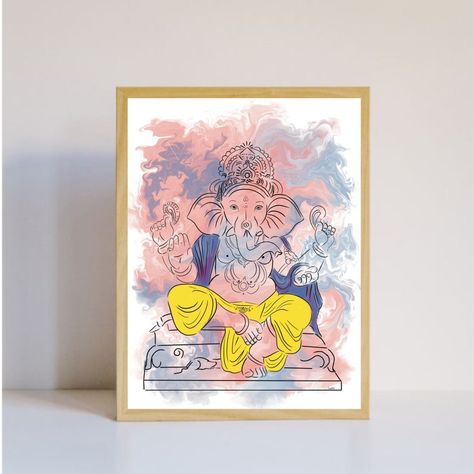 Ganesha Painting lord Ganesha Wall Artganesha Art Printable | Etsy Ganesha Wall Art, Ganesha Painting, Ganesha Art, Krishna Radha Painting, Printable Art Prints, Krishna Painting, Lord Ganesha, Art Printable, Ganesha