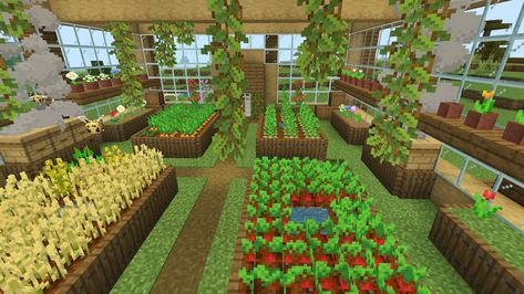 This greenhouse is made in Minecraft survival bedrock. And is a home for my bees. #Minecraft #greenhouse #survival #bedrock Minecraft Interior Design Bedrock, Minecraft Farm Greenhouse, Minecraft Interior Ideas Survival, Cute Minecraft Houses Bedrock, Bee Home Minecraft, Minecraft Bee Greenhouse, Minecraft Greenhouse Ideas Interior, Minecraft Houses Bedrock, Mc Greenhouse