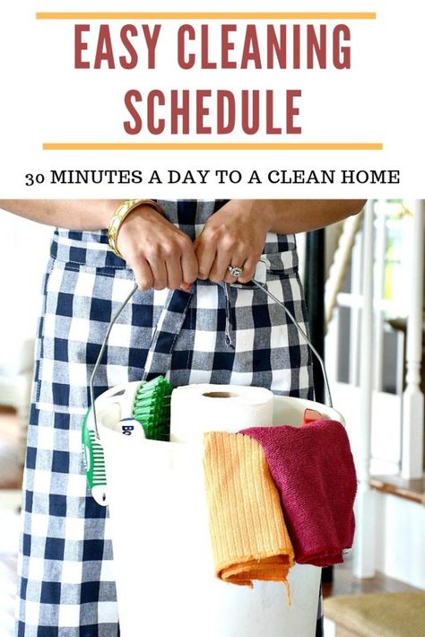 Would you love a clean house every day? I have an easy cleaning schedule for you! In only 30 minutes a day 5 days a week you can keep your home clean and company ready! #home #cleaning #housecleaning #housecleankingtips #cleanyourhousein30minutes #housecleaningschedule #stonegable Housecleaning Schedule, Easy House Cleaning Schedule, House Cleaning Schedule, Easy Cleaning Schedule, House Schedule, Easy House Cleaning, Clean House Schedule, Weekly Cleaning Schedule, Spring Cleaning Checklist