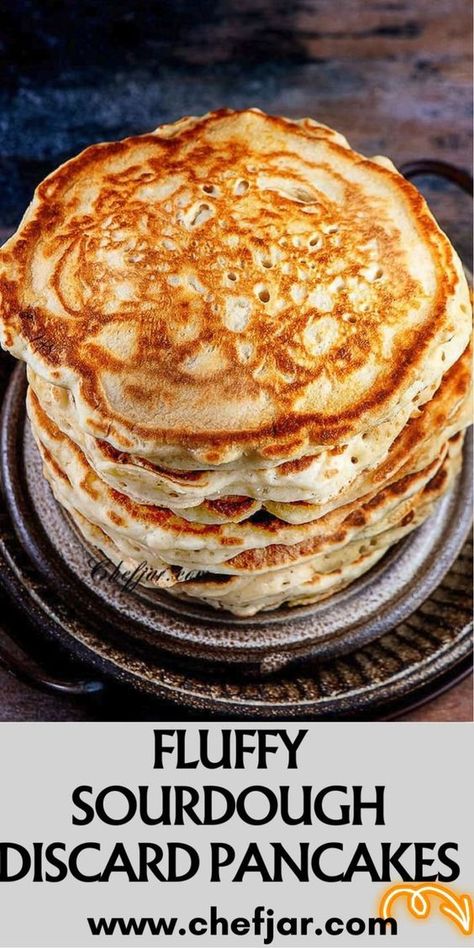 Make the most of your sourdough discard with these Fluffy Sourdough Discard Pancakes! Light and airy, they're a delicious way to start your morning. Best Fluffy Pancakes, Sourdough Discard Pancakes, Discard Pancakes, Homemade Sourdough Bread Recipes, Foccacia Recipe, Sourdough Pancakes Recipe, Brioche Bread Recipe, Sourdough Starter Discard, Recipe Using Sourdough Starter