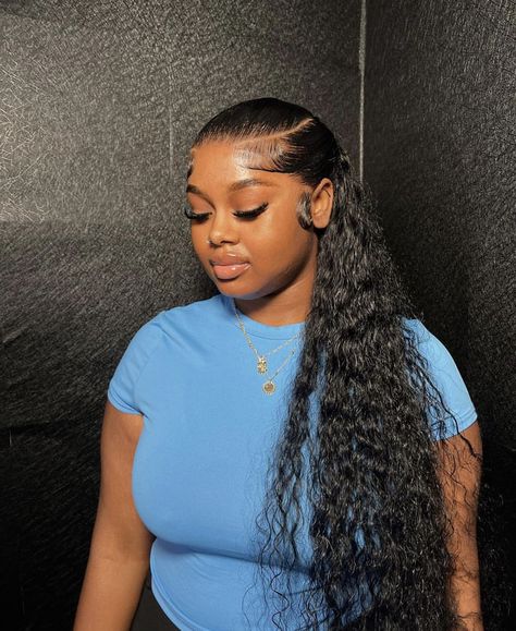 3 Part Half Up Half Down Wig, January Photoshoot, Half Up Half Down Wig, Curly Braided Hairstyles, Baddie Hair, Low Ponytail Hairstyles, Straightening Natural Hair, Sleek Ponytail Hairstyles, Frontal Wig Hairstyles