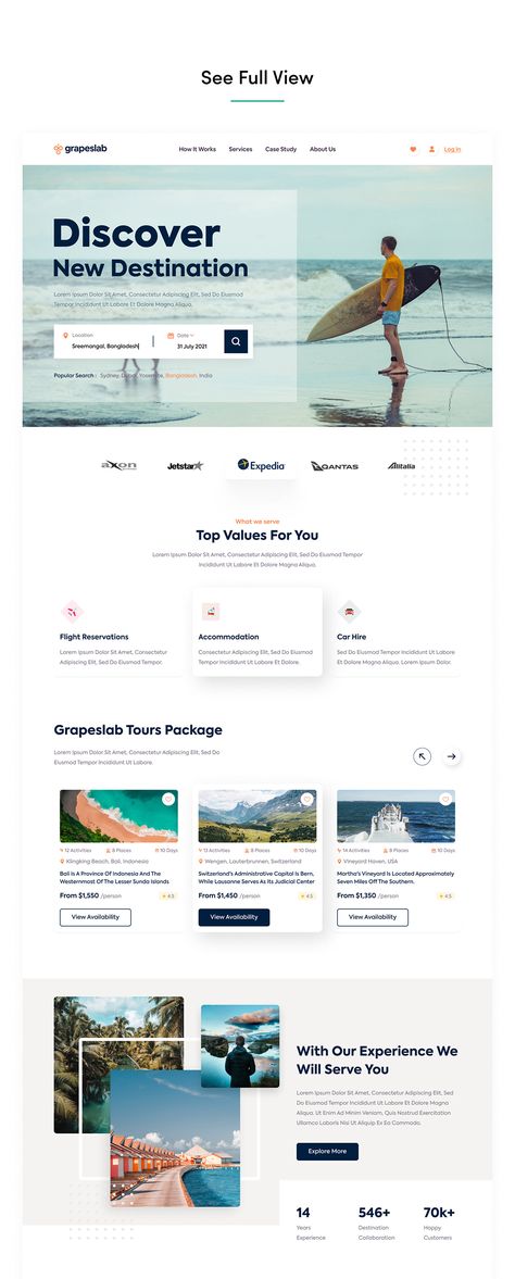 Landing Page For Travel Agency, Travel Landing Page Design, Travel Website Design Inspiration, Agency Website Inspiration, Service Landing Page, Travel Landing Page, Travel Agency Website, Agency Landing Page, Travel Website Design