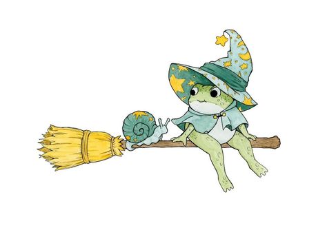 Paige Tompkins | If someone know where to buy/ how to make this hat I want one! ——— #autumn #fall #frogtober #halloweenvibes #halloween #drawtober... | Instagram Frog Wizard, Witchcraft Magic, Bedroom Wall Paint, Frog Art, Doodle Illustration, Frog And Toad, Rose Art, Pretty And Cute, Drawing Inspo