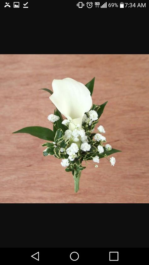 Flowers At Wedding, Lily Boutonniere, Ben White, Calla Lily Boutonniere, Lily Wedding, Lily Bouquet, Corsage Prom, Prom Flowers, Groom Boutonniere