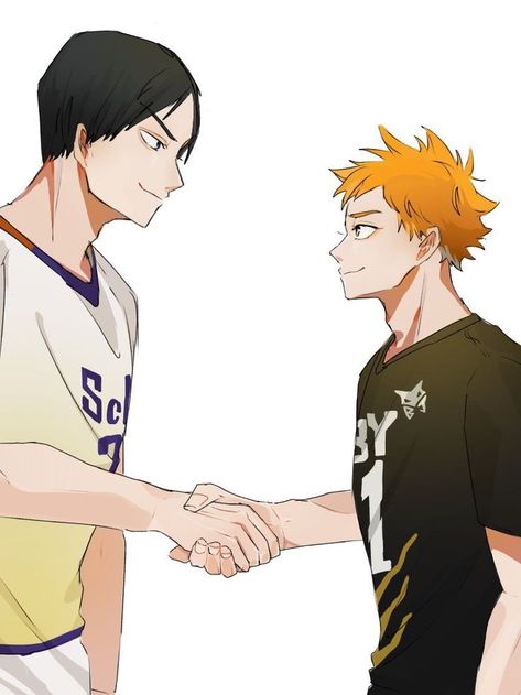 Handshake Kageyama X Hinata, Haikyuu 3, Haikyuu Ships, Haikyuu Characters, Haikyuu Fanart, Comic Movies, Sports Anime, Art Drawings Sketches Simple, Haikyuu Anime