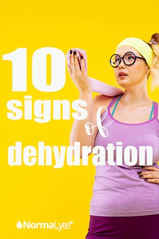 Image is a woman against a yellow background. She's wearing a purple tank top with a towel around her neck.  She's wearing silly glasses and a sweat band on her head.  Caption reads: 10 Signs of Dehydration.  There's a white NormaLyte logo at the bottom.  | NormaLyte Oral Rehydration Salt ORS Electrolyte Excessive Sweating Causes, Symptoms Of Dehydration, Dehydration Symptoms, Signs Of Dehydration, Aloe Vera Benefits, Not Drinking Enough Water, Homemade Facial Mask, Homemade Facials, Excessive Sweating