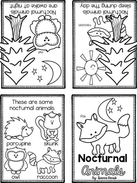 Nocturnal Animals Activities, School For Kindergarten, Forest Animals Preschool, Forest Animals Theme, Kissing Hand, The Kissing Hand, Animal Worksheets, First Week Of School, Fall Preschool